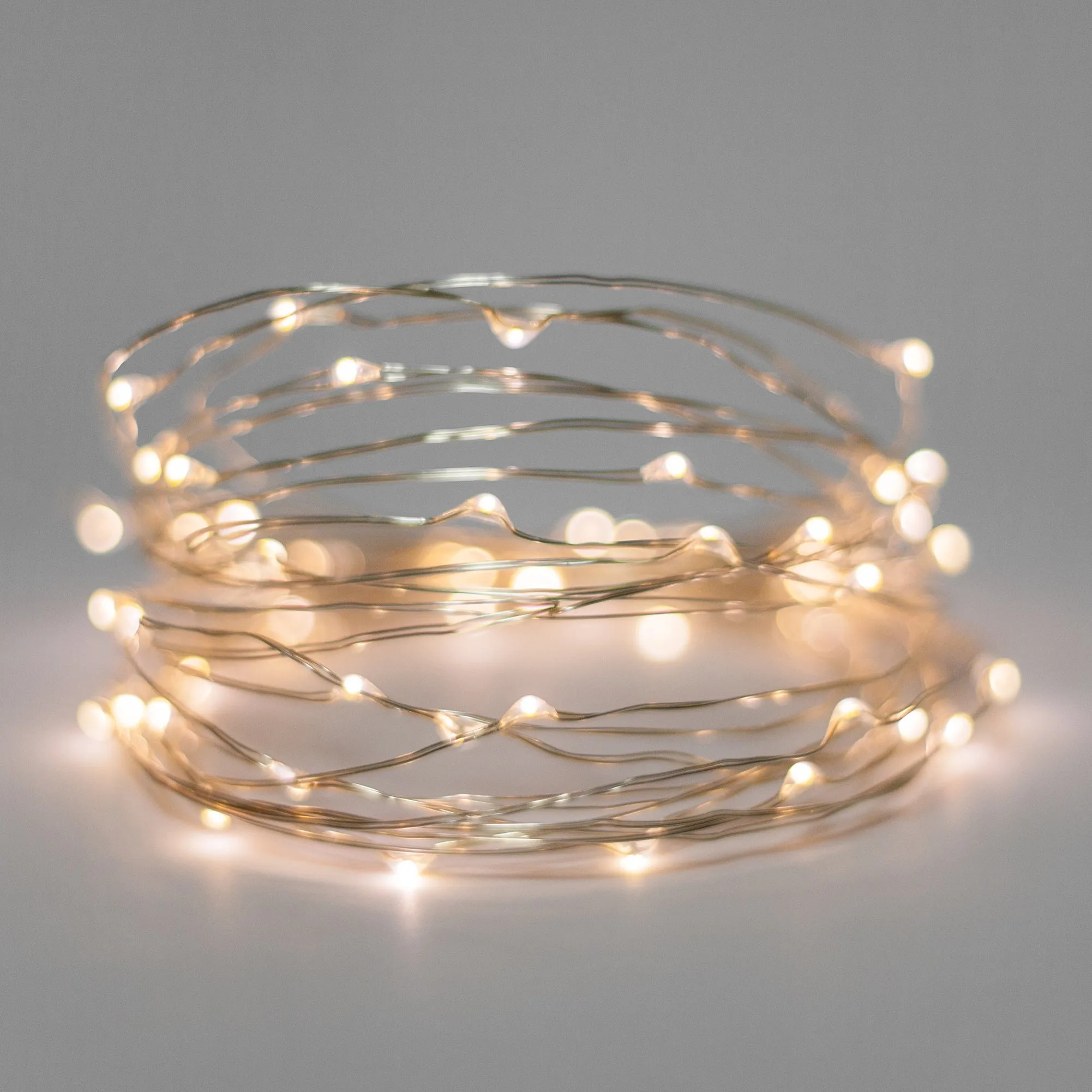 100 LED Silver Copper Fairy Lights - USB