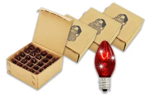 100 Pack of Red C7 Incandescent Twinkle Bulbs with E12 Sockets