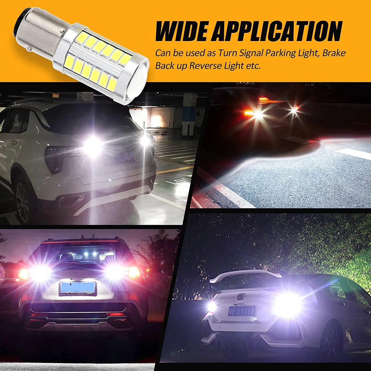 1157 P21/5W BAY15D 50W 33pcs-LED 3020SMD  Cool White/Amber/Red 8000LM LED Brake/Reverse/Parking/Tail/Turn signal Light