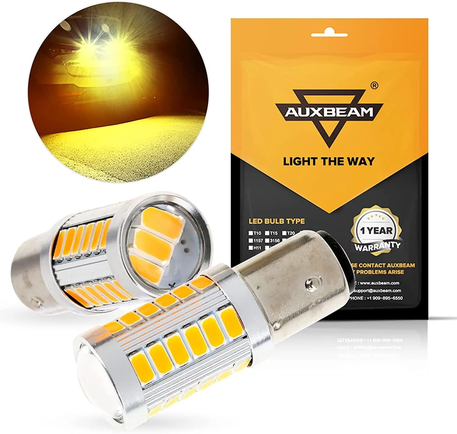 1157 P21/5W BAY15D 50W 33pcs-LED 3020SMD  Cool White/Amber/Red 8000LM LED Brake/Reverse/Parking/Tail/Turn signal Light