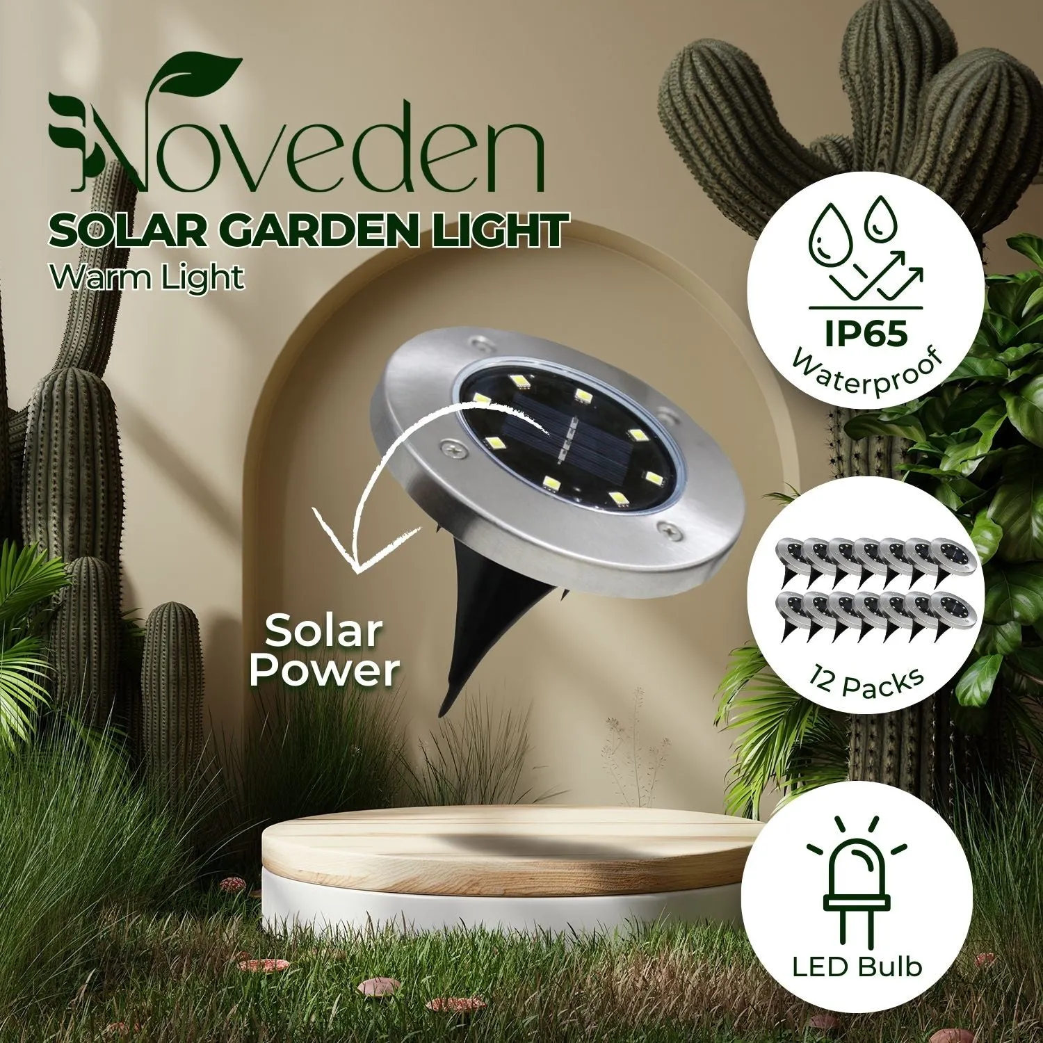 12 Pack IP65 Waterproof Solar LED Lights for Garden