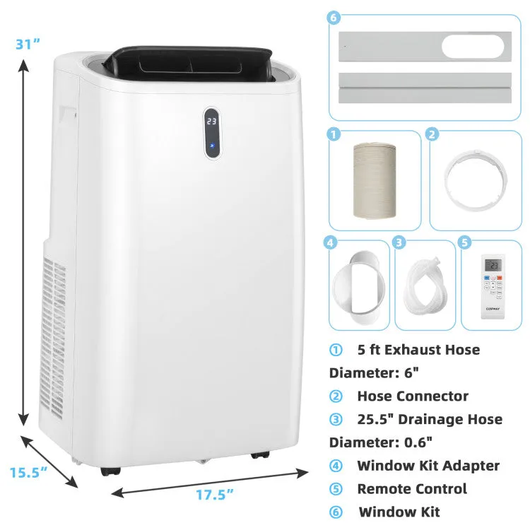 14000 BTU Portable Air Conditioner with APP and WiFi Control-White