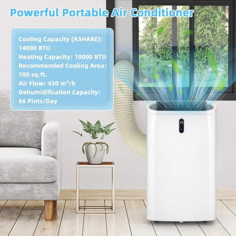 14000 BTU Portable Air Conditioner with APP and WiFi Control-White