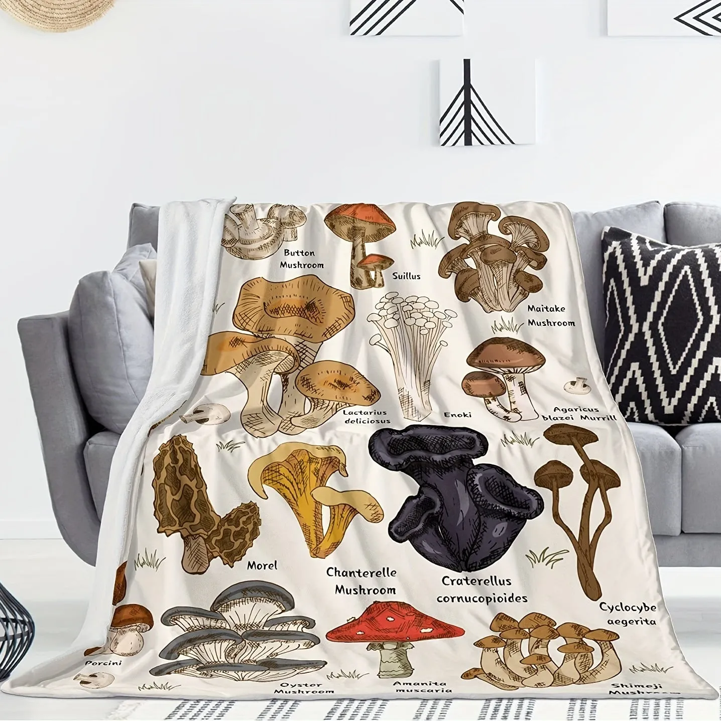 1pc Plush Mushroom Fleece Blanket - Ultra-Soft, Cozy, and Warm All-Season Throw Blanket with Botanical Design for Bed, Couch, and Home Decor - Perfect for Snuggling Up and Relaxing