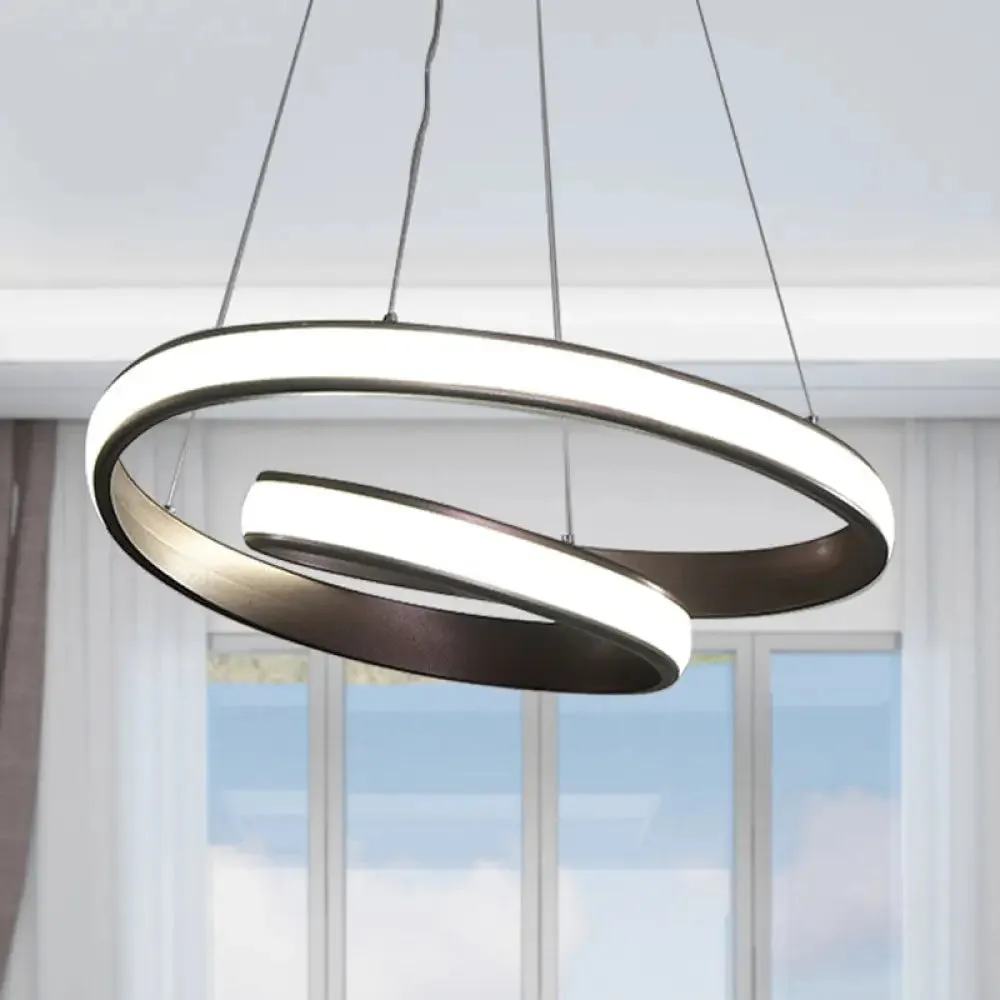 23"/31.5" Wide Loop Ceiling Light Fixture - Modern Acrylic LED Chandelier in Brown with Warm/White Lighting