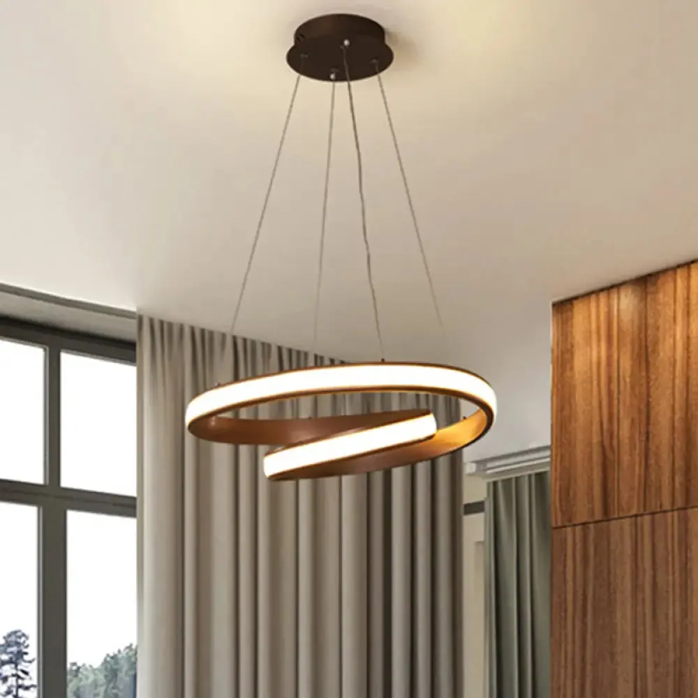 23"/31.5" Wide Loop Ceiling Light Fixture - Modern Acrylic LED Chandelier in Brown with Warm/White Lighting