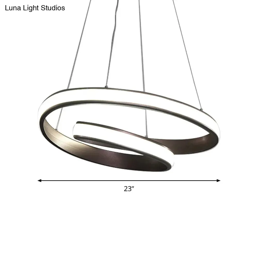 23"/31.5" Wide Loop Ceiling Light Fixture - Modern Acrylic LED Chandelier in Brown with Warm/White Lighting