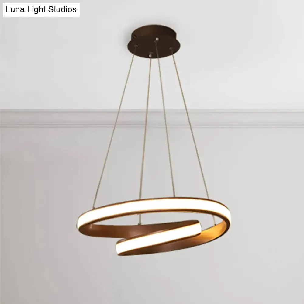 23"/31.5" Wide Loop Ceiling Light Fixture - Modern Acrylic LED Chandelier in Brown with Warm/White Lighting