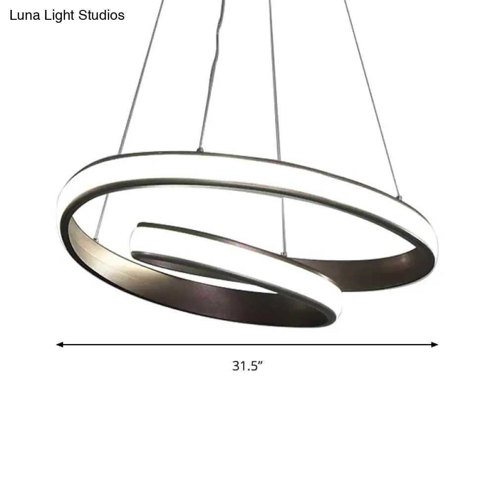 23"/31.5" Wide Loop Ceiling Light Fixture - Modern Acrylic LED Chandelier in Brown with Warm/White Lighting