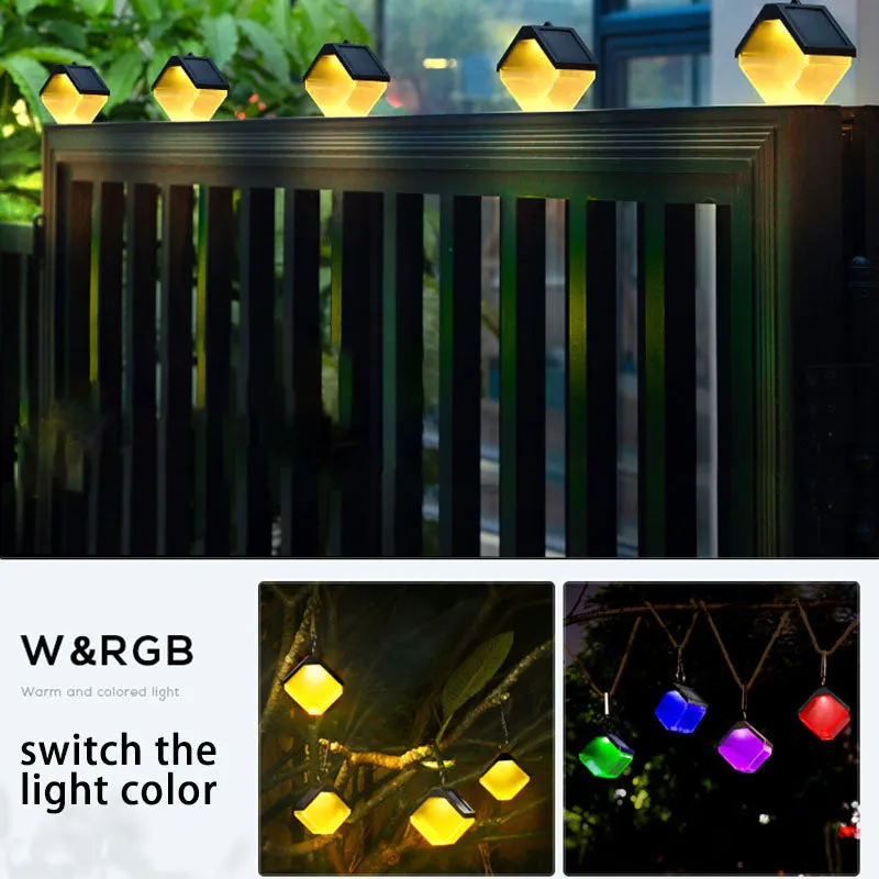 2PCS Waterproof Solar Hanging Light Outdoor Led RGB Decorative Light Landscape Decor for Table Garden Yard