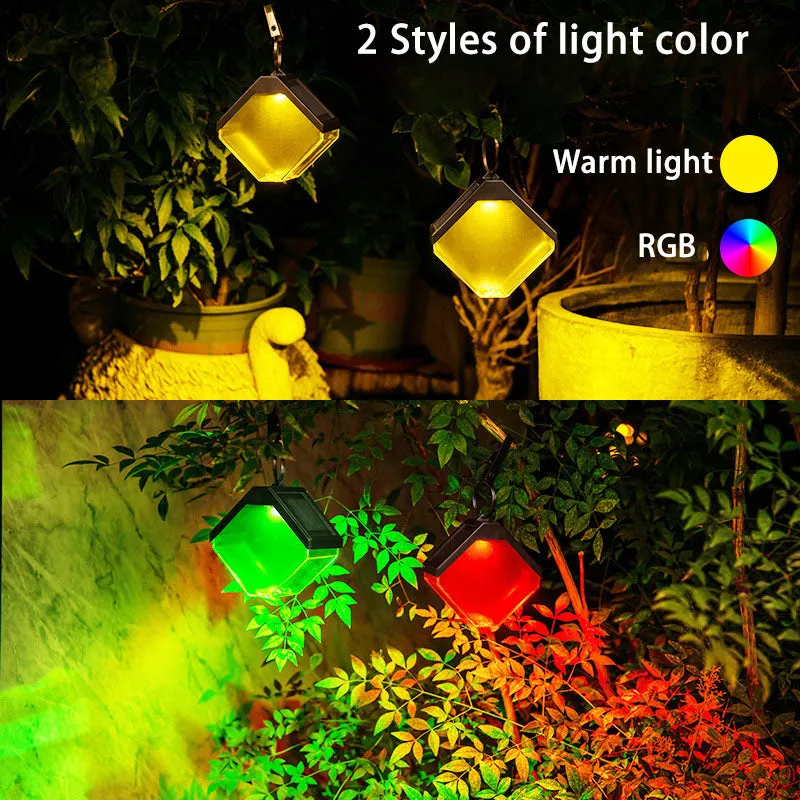 2PCS Waterproof Solar Hanging Light Outdoor Led RGB Decorative Light Landscape Decor for Table Garden Yard