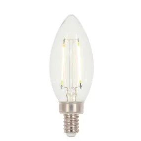 2W B11 Filament LED Dimmable Clear 2700K E12 (Candelabra) Base, 120 Volt, Box