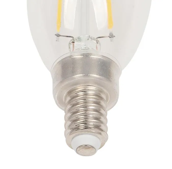 2W B11 Filament LED Dimmable Clear 2700K E12 (Candelabra) Base, 120 Volt, Box