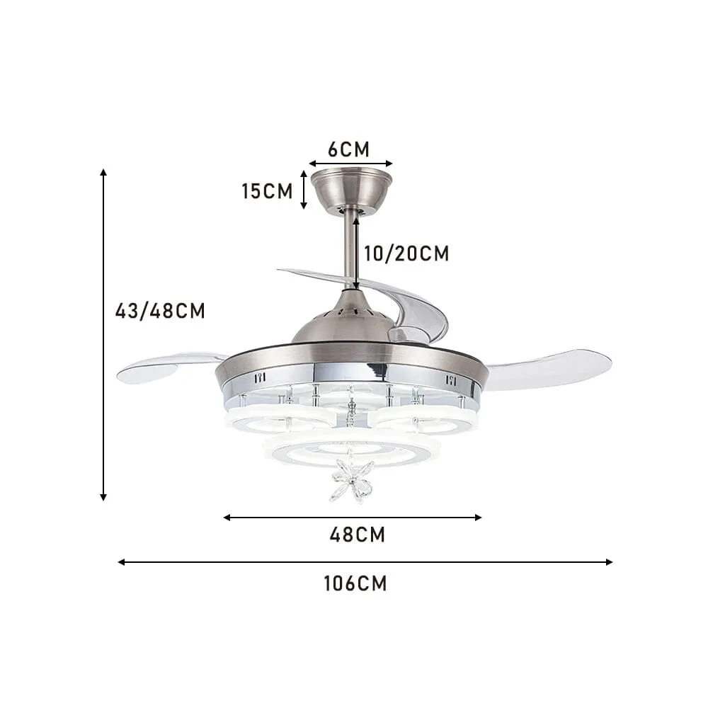 3 Light Changing Acrylic Ceiling Fan 60W for Bedroom Living Room