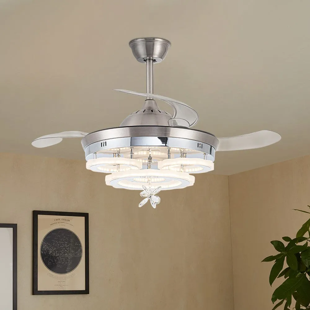 3 Light Changing Acrylic Ceiling Fan 60W for Bedroom Living Room