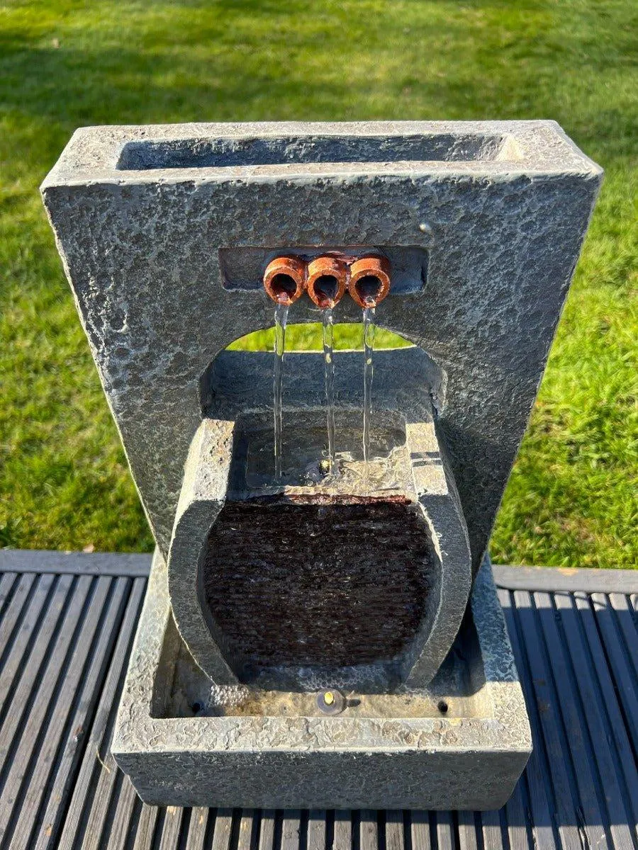 3 Outlets Tier Water Feature with LED Lights - Solar Powered 27x18x45cm