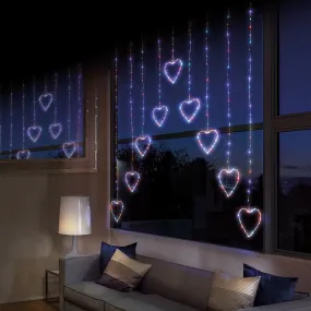 303 LED 1.2x1.2m Pin Wire Heart Shape V Curtain Lights - Rainbow