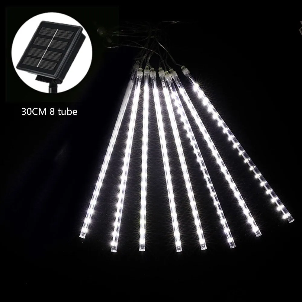 30/50cm 8 Tubes Meteor Shower Rain Led Fairy String Lights Solar Waterproof Lamp Garden Decor Outdoor Street Christmas Decor/party Decor