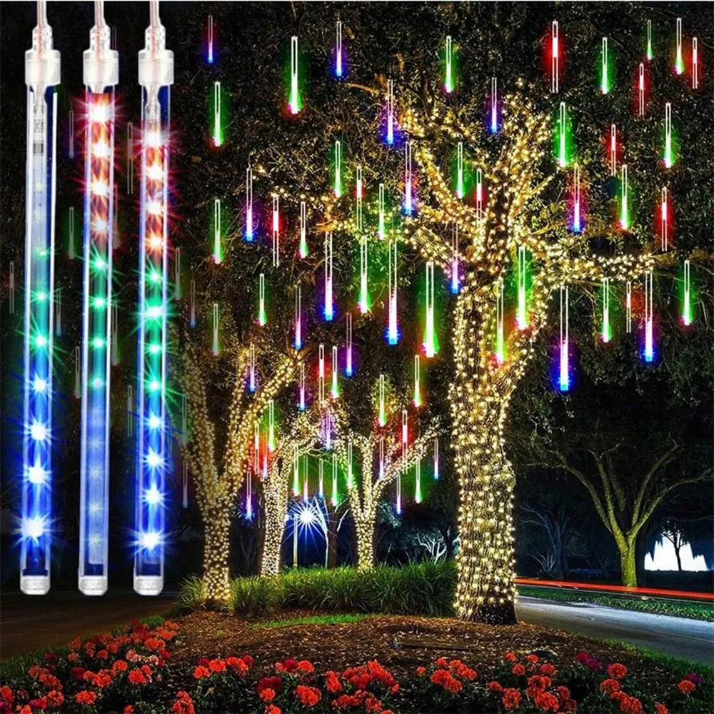 30/50cm 8 Tubes Meteor Shower Rain Led Fairy String Lights Solar Waterproof Lamp Garden Decor Outdoor Street Christmas Decor/party Decor