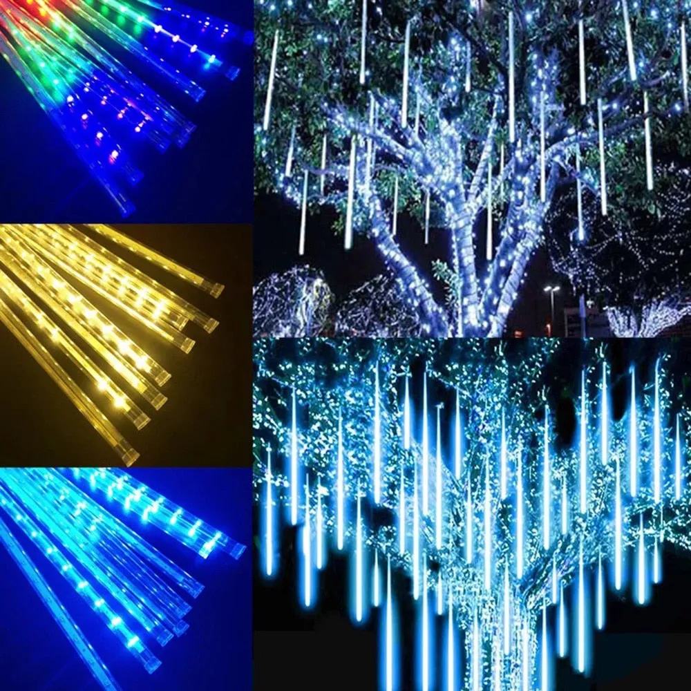 30/50cm 8 Tubes Meteor Shower Rain Led Fairy String Lights Solar Waterproof Lamp Garden Decor Outdoor Street Christmas Decor/party Decor