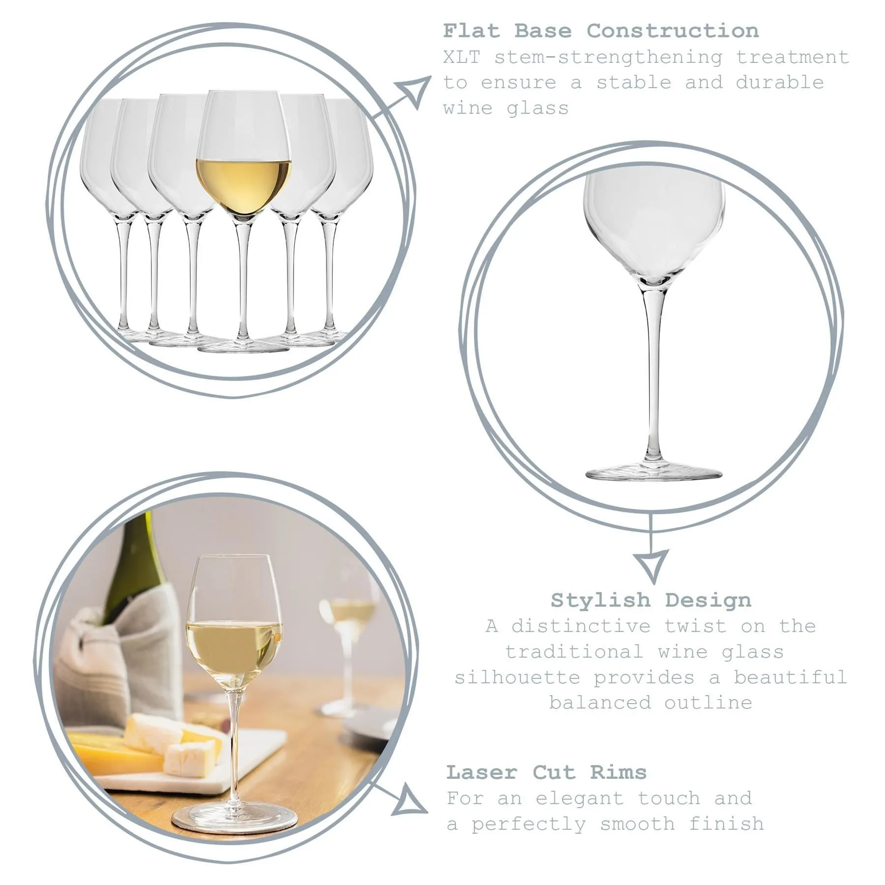 305ml Inalto Tre Sensi White Wine Glasses - Pack of Six - By Bormioli Rocco