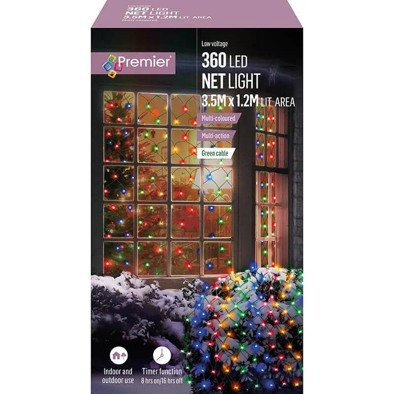 360 Multi-Coloured LED Christmas Net Lights