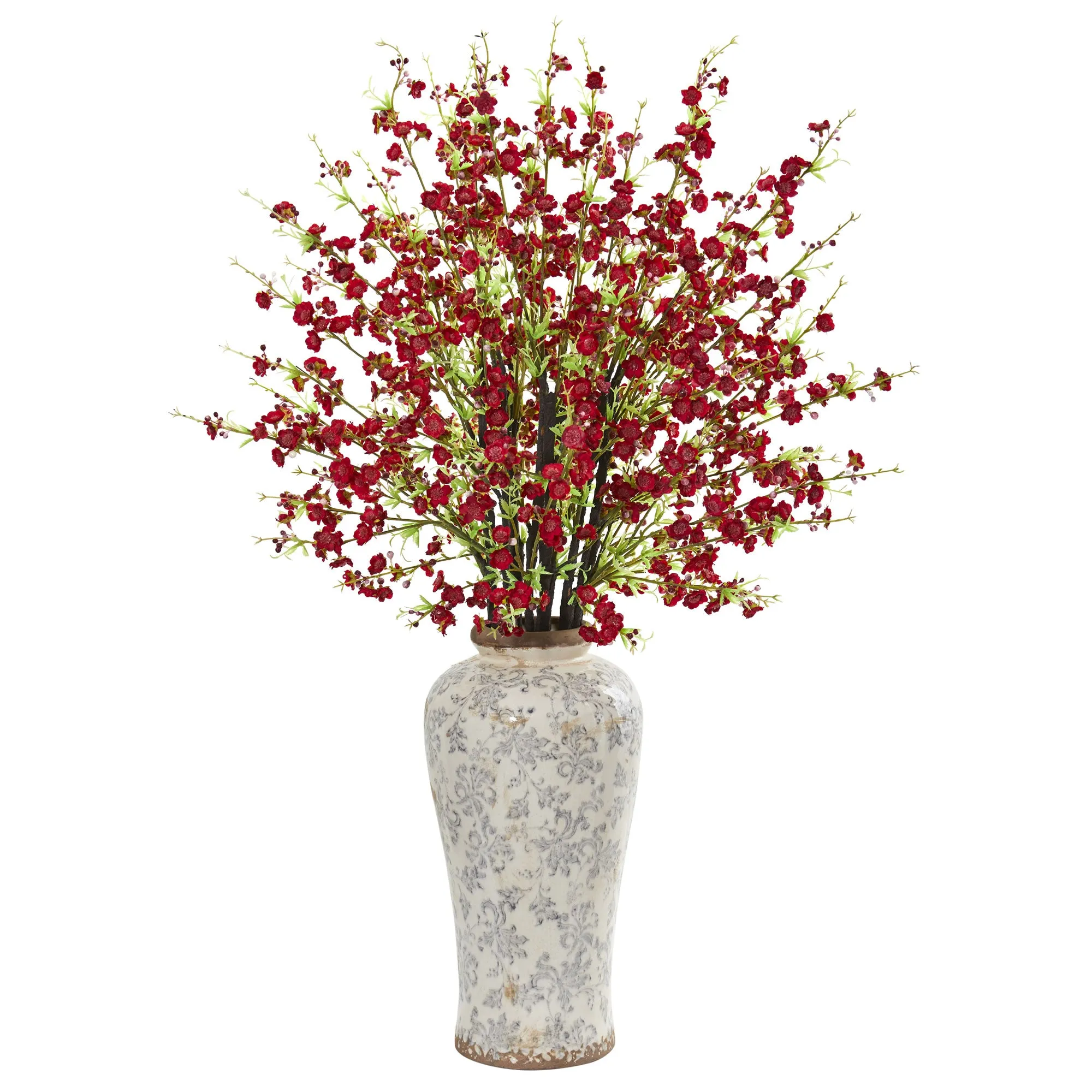 37" Artificial Cherry Blossom Arrangement in Decorative Vase - Low Maintenance, Life-Like & Vibrant Silk Flowers For Busy People.