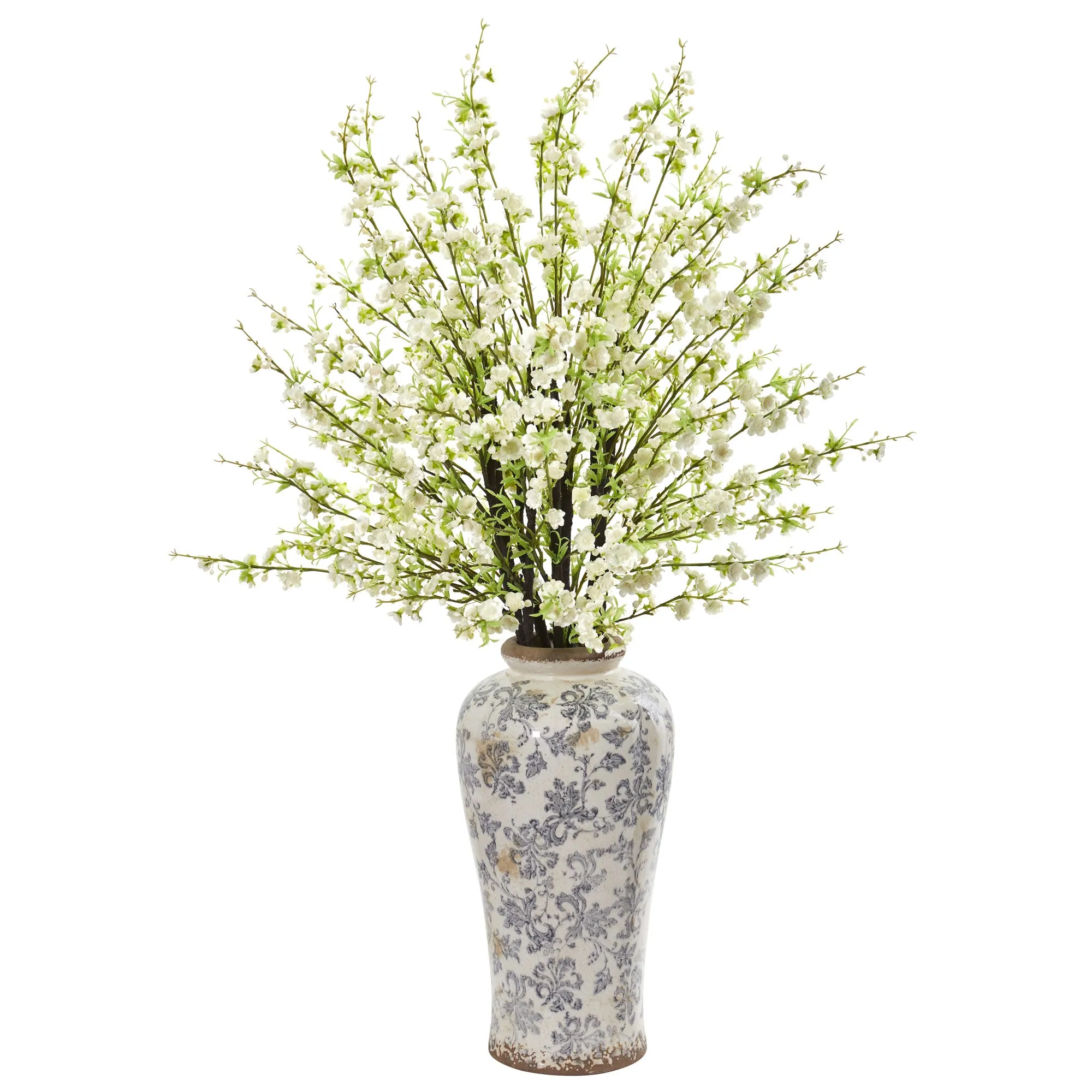 37" Artificial Cherry Blossom Arrangement in Decorative Vase - Low Maintenance, Life-Like & Vibrant Silk Flowers For Busy People.