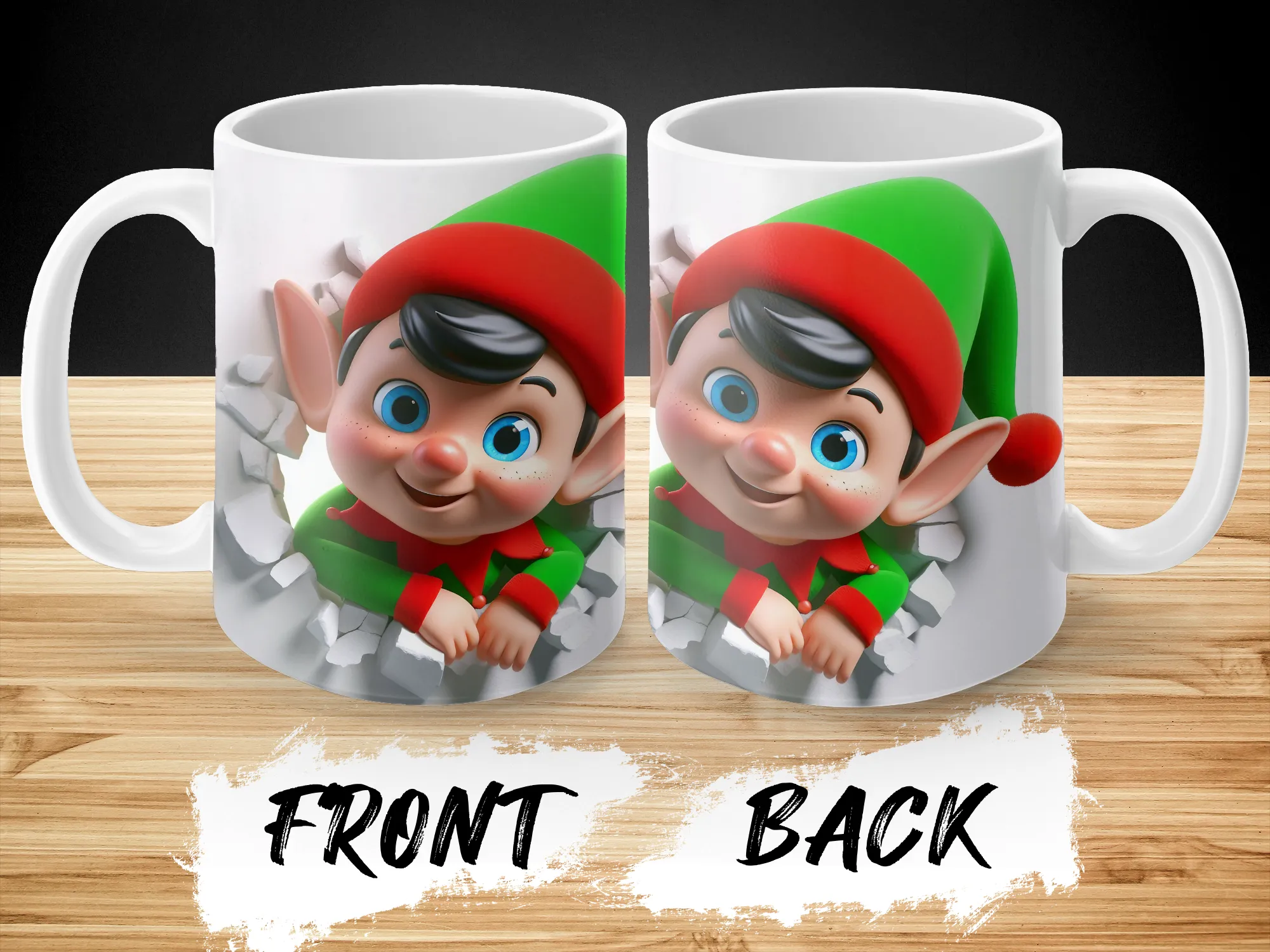 3D Peeking Christmas Elf Mug, Cute Christmas Mug, Coffee Mug, Gift For Mom, Holiday Gift Idea, Custom Coffee Cups