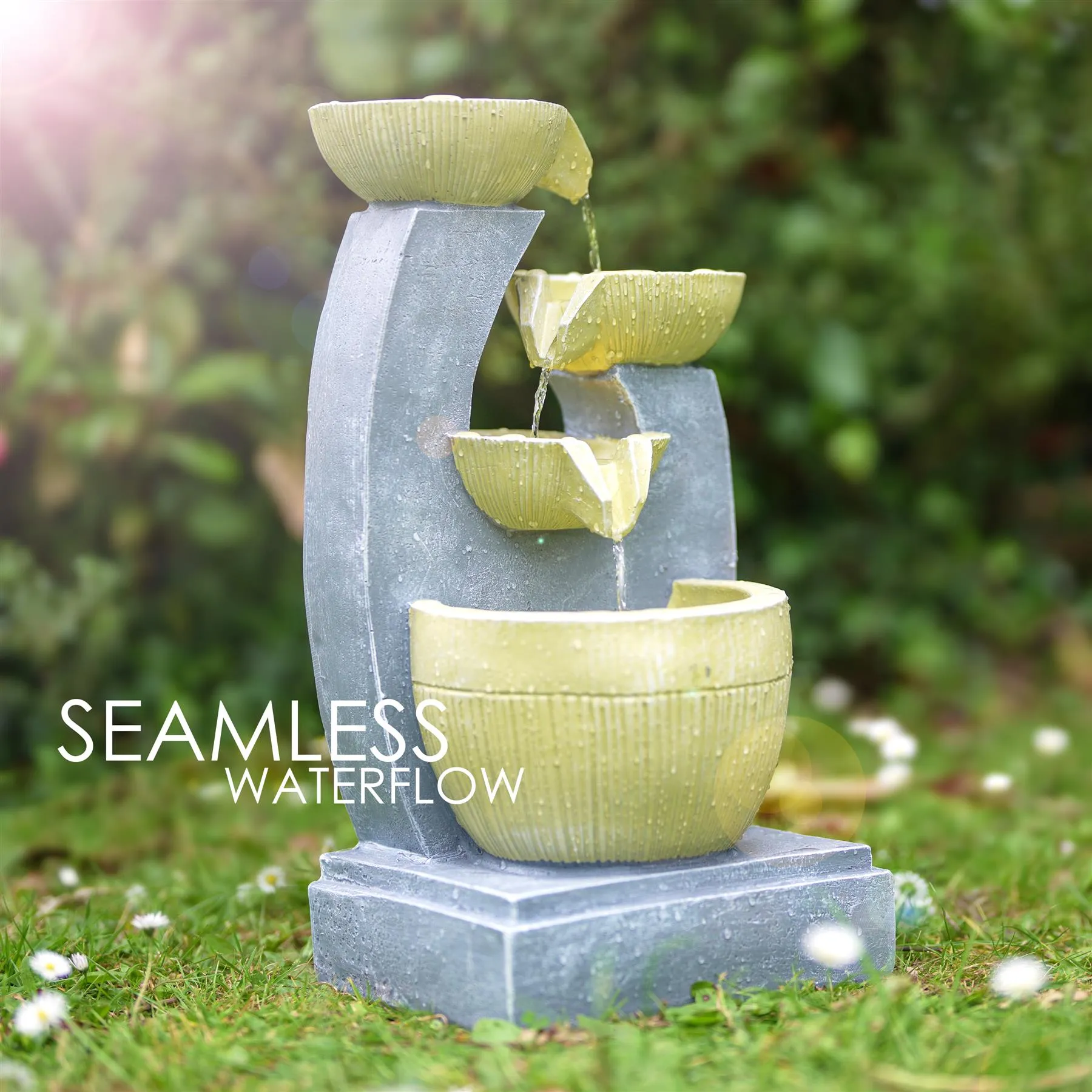 4 Tier Bowls Water Feature Outdoor With LED