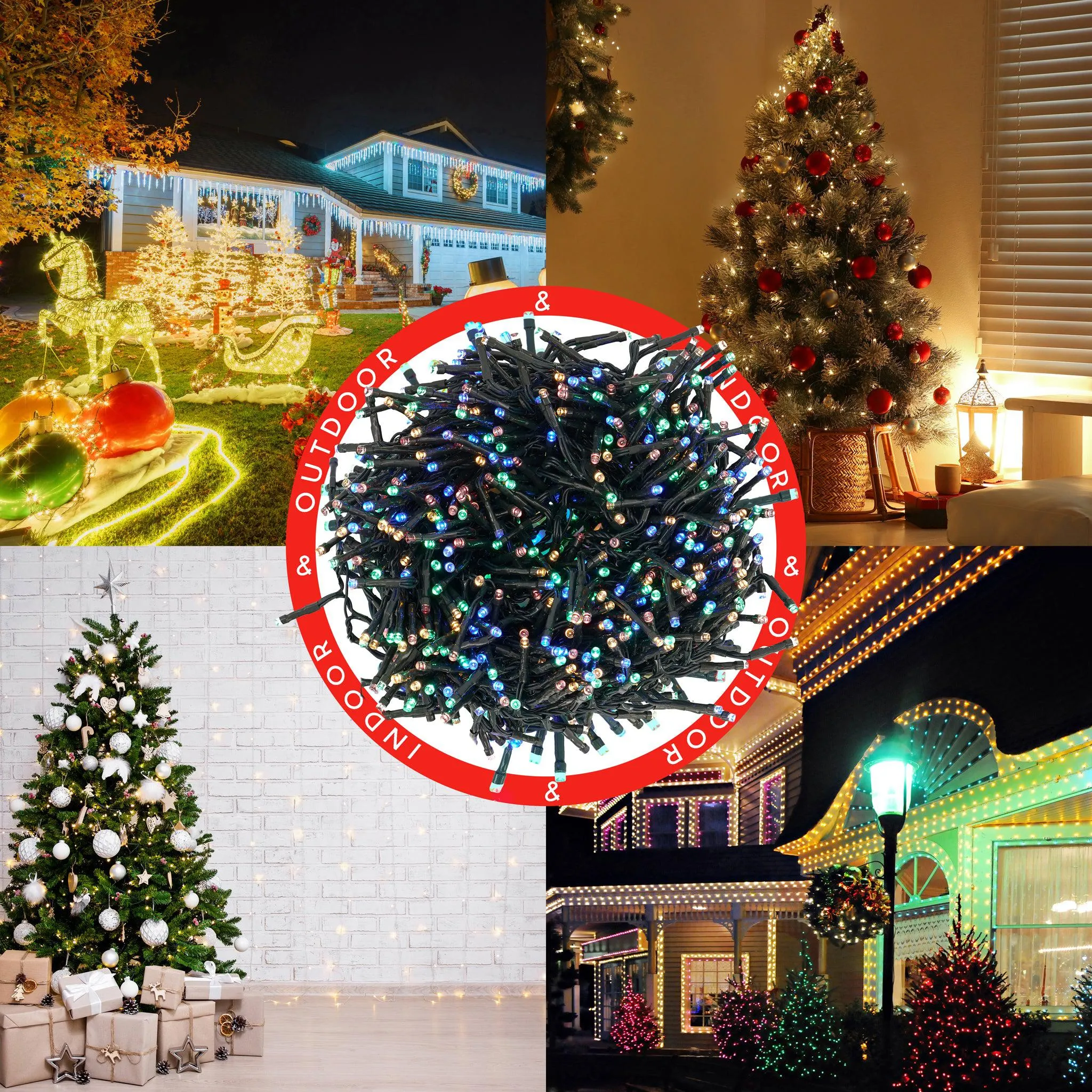 480 LED Cluster Lights Indoor/Outdoor - Multicoloured - 6m