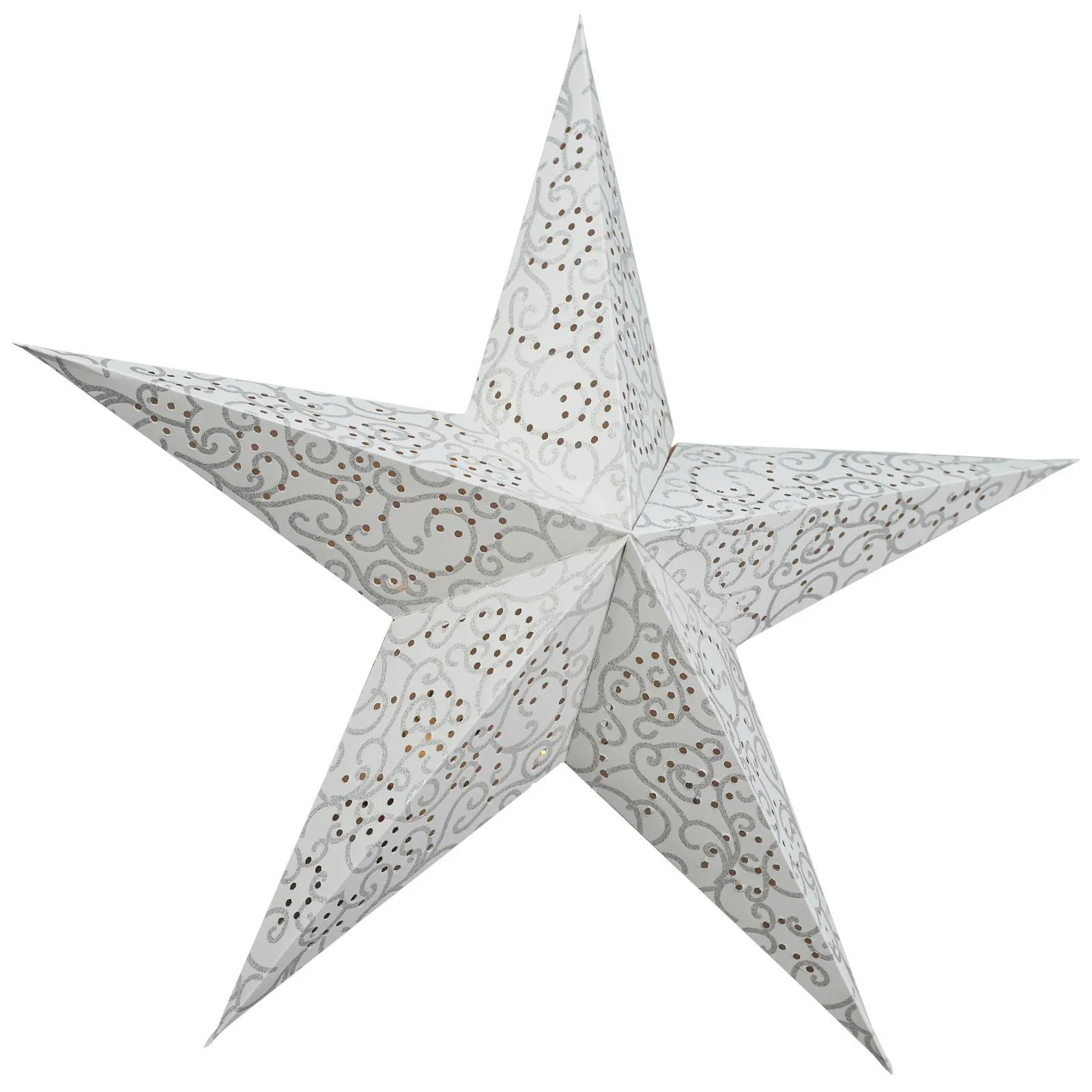 60 cm LED White Glitter Hanging Paper Star