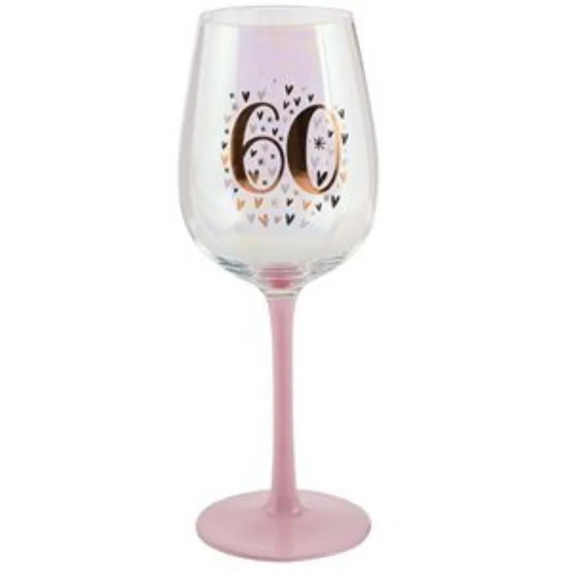 60 Rainbow Pastel/Gold Wine Glass - 430ml