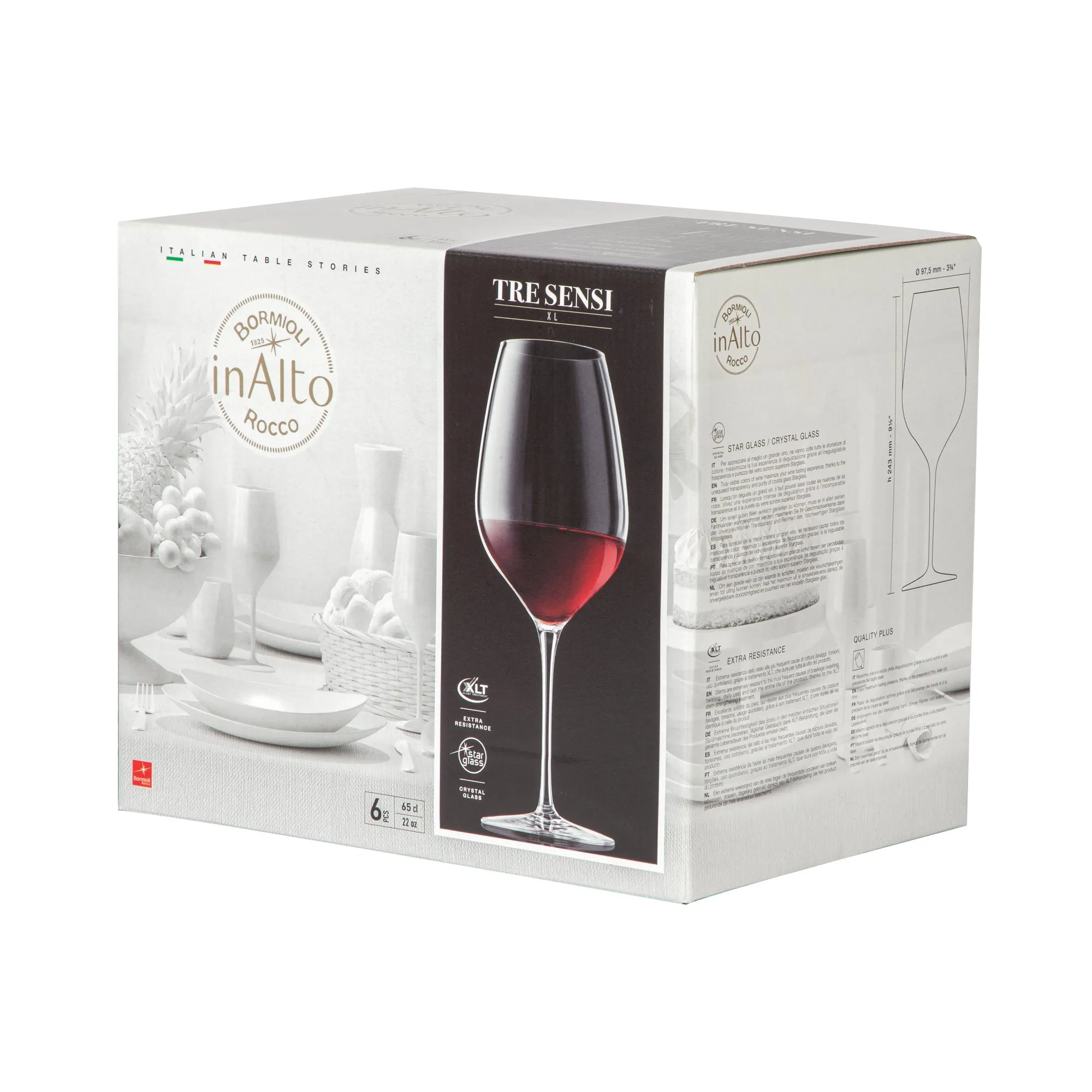 650ml Inalto Tre Sensi Large Red Wine Glasses - Pack of Six - By Bormioli Rocco