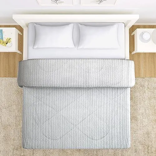 AC Comforter and Bedding Set for Double Bed, Cloud Grey Zig Zag