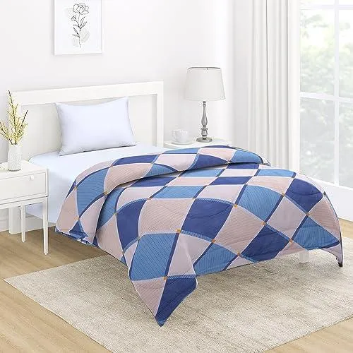 AC Comforter and Bedding Set for Single Bed, Rhombus Cerulean Blue