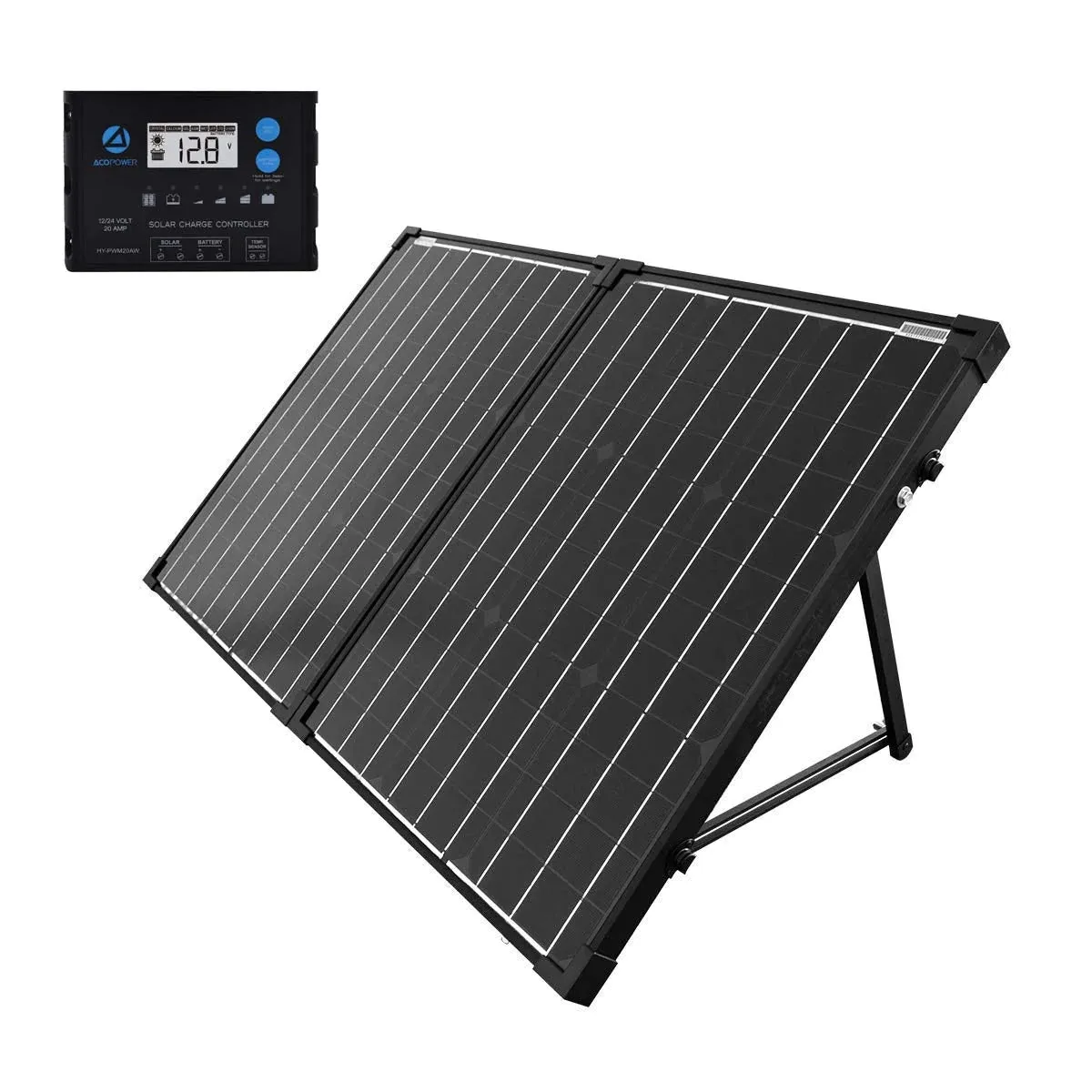 ACOPower 100W 12V Portable Solar Panel Kit, Foldable Mono Suitcase, ProteusX Waterproof 20A Charge Controller