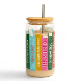 Affirmations Book Stack Glass Tumbler