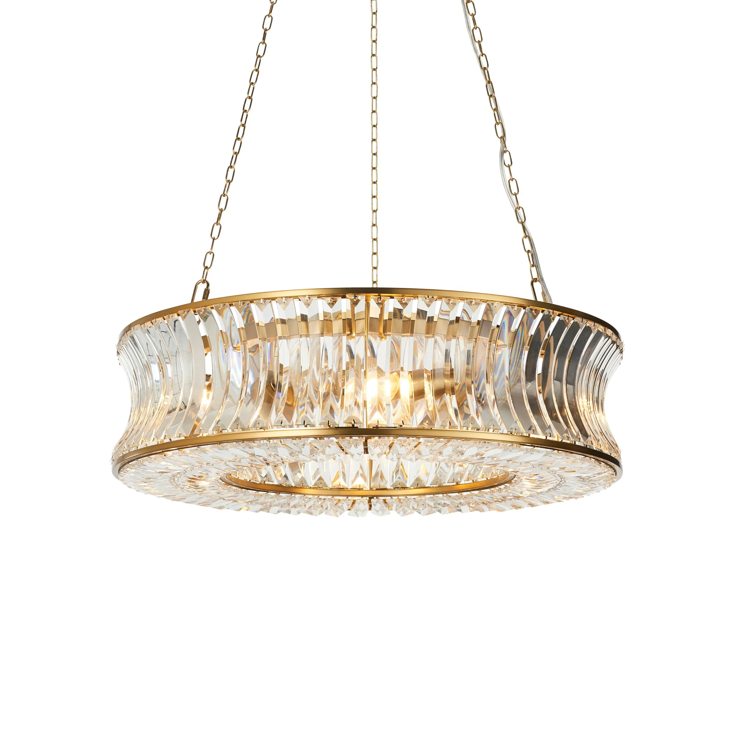 Amos Concave 6 Light Crystal Chandelier Warm Brass