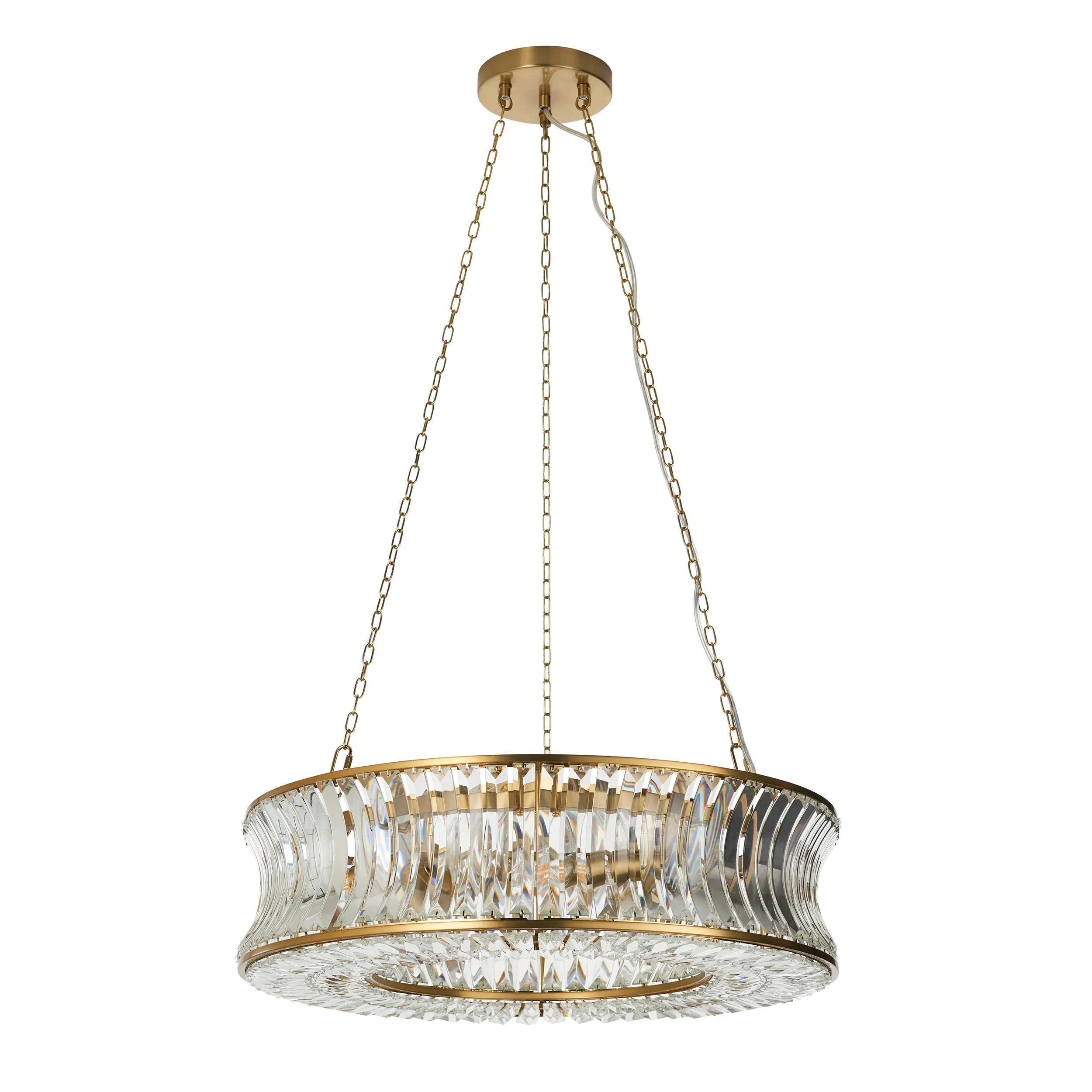 Amos Concave 6 Light Crystal Chandelier Warm Brass