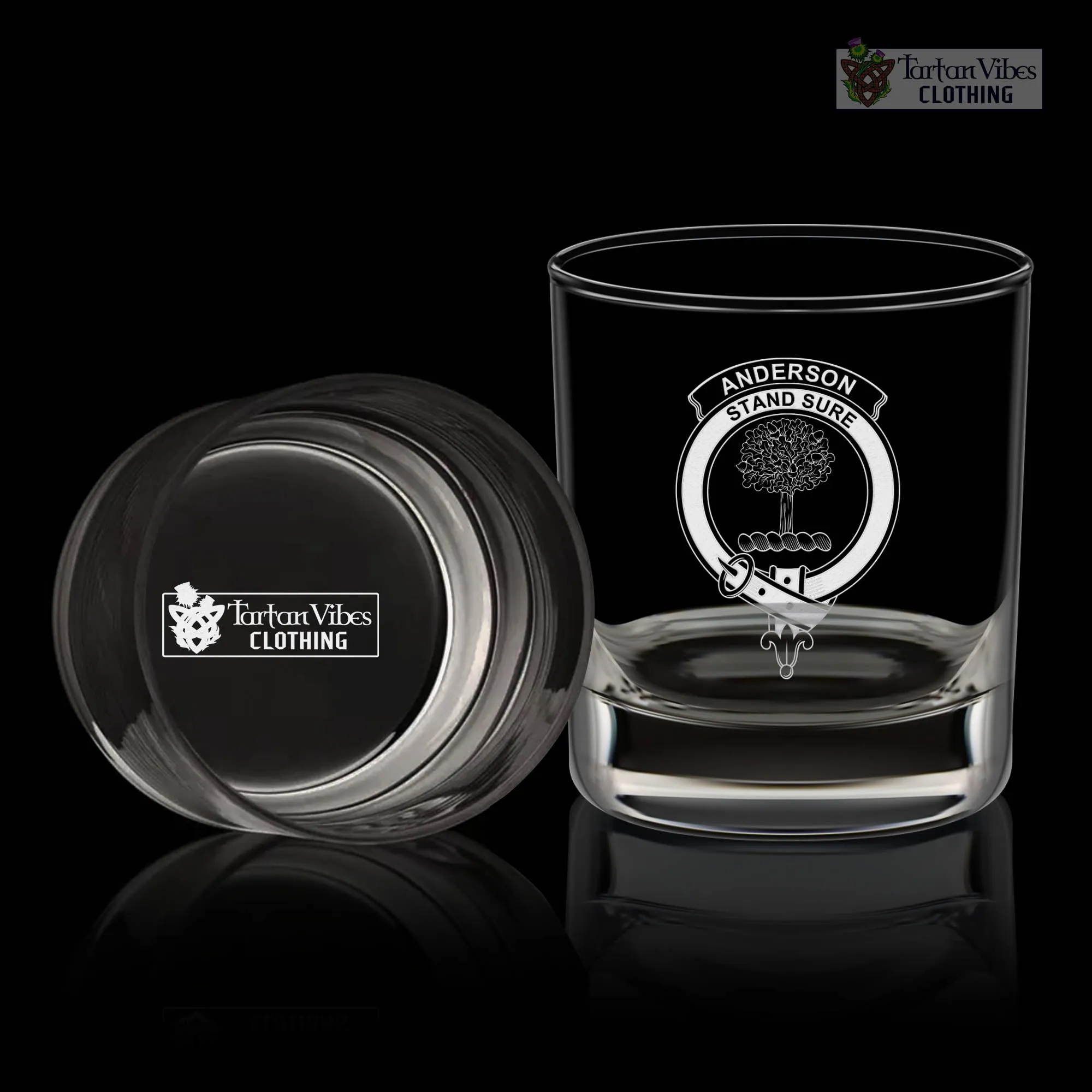 Anderson Family Crest Engraved Whiskey Glass