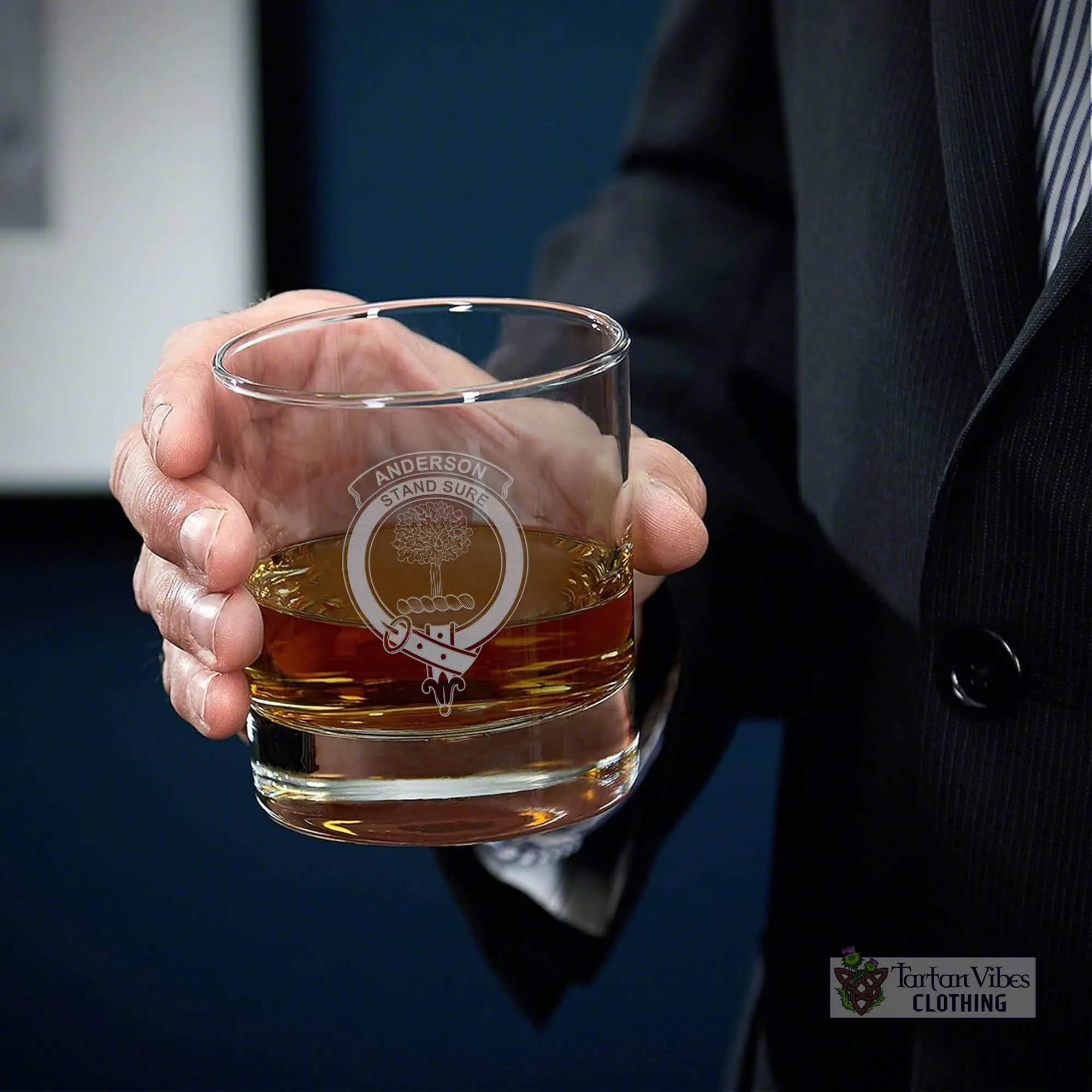 Anderson Family Crest Engraved Whiskey Glass