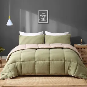 APSMILE Reversible All Season Down Full Twin Comforter, Green/Brown (Used)