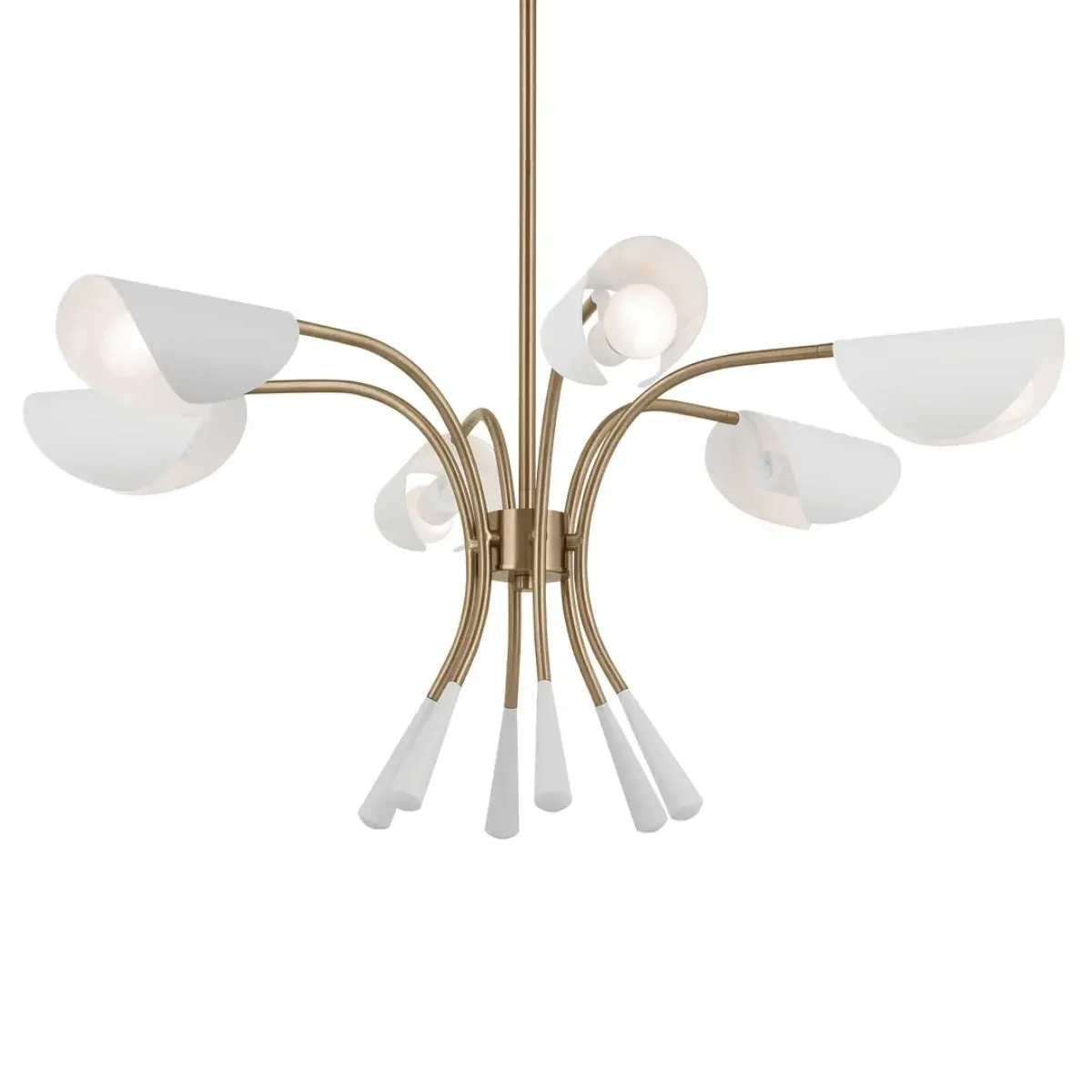 Arcus 39 in. 6 Lights Chandelier Champagne Bronze Finish with White shade