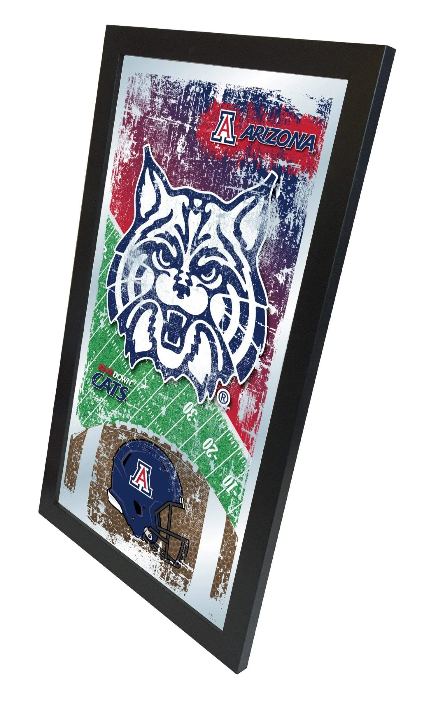 Arizona Wildcats HBS Blue Football Framed Hanging Glass Wall Mirror (26"x15")