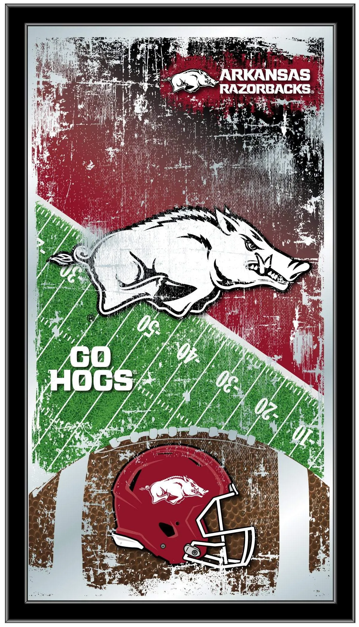 Arkansas Razorbacks HBS Football Framed Hanging Glass Wall Mirror (26"x15")