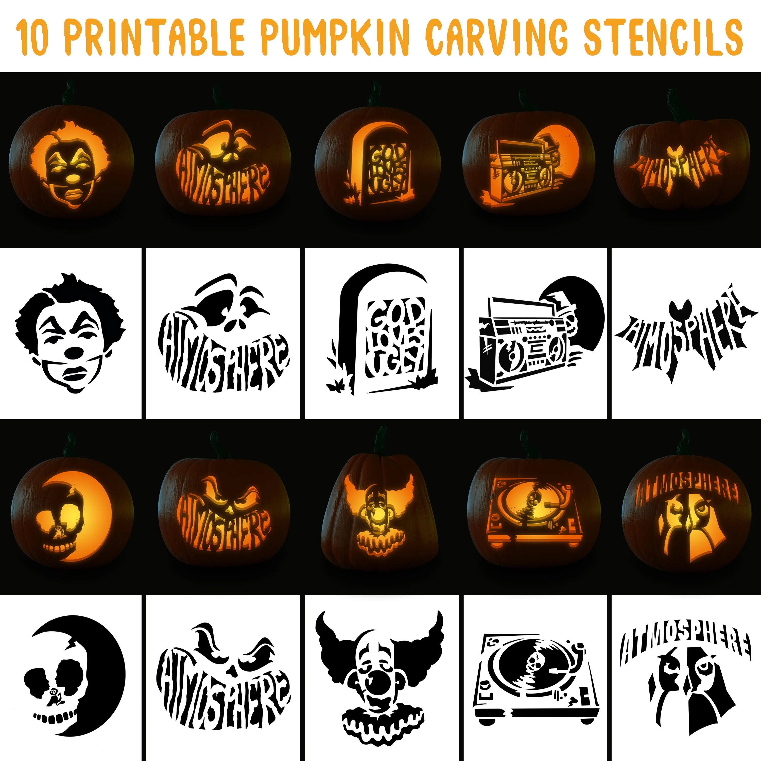 Atmosphere - Printable Pumpkin Carving Stencils