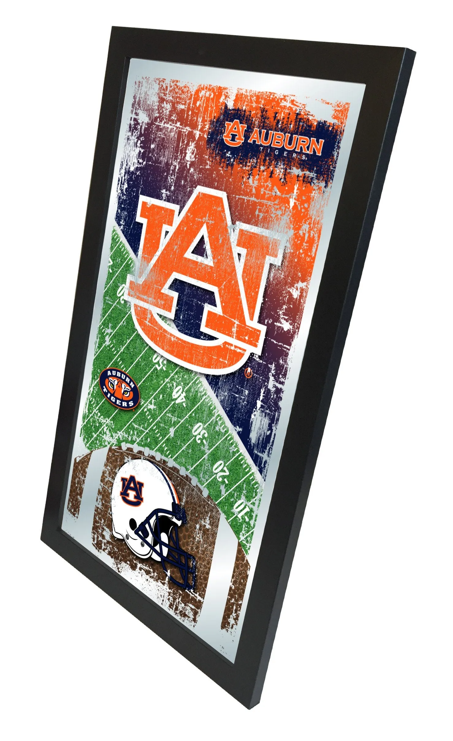 Auburn Tigers HBS Navy Football Framed Hanging Glass Wall Mirror (26"x15")