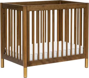 Babyletto Gelato 4-in-1 Convertible Mini Crib - Natural Walnut & Gold Feet