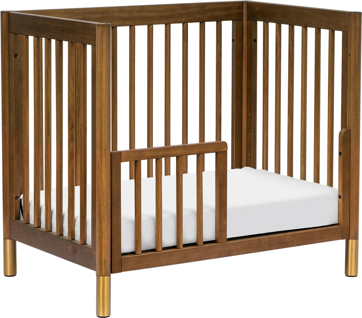 Babyletto Gelato 4-in-1 Convertible Mini Crib - Natural Walnut & Gold Feet